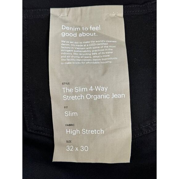 NWT Everlane Mens Slim 4-Way Stretch Organic Jean Black 32x30 - Picture 7 of 16